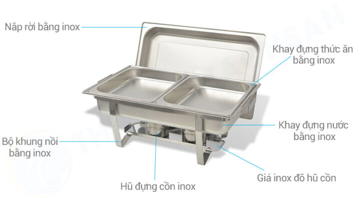 Nồi hâm buffet 2 ngăn nắp rời 5 noi ham buffet