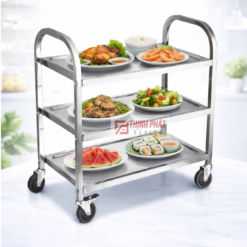 Xe đẩy thức ăn 3 tầng inox size trung loại 1