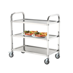 Xe đẩy thức ăn 3 tầng inox size trung