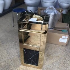 Thùng rác inox ốp đá hoa cương B-007