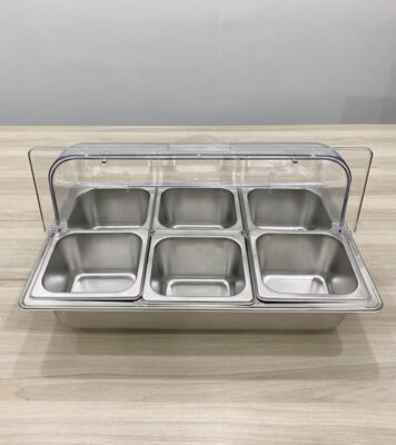 Khay nuoc buffet lap khay GN inox DC 1 6x100mm 2 Thanh gia do Nap PC 1 1 1 500x562 1