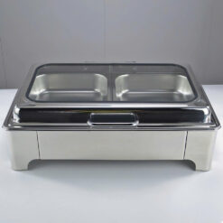 Nồi hâm buffet chữ nhật nắp kính bao gồm bảng điện
