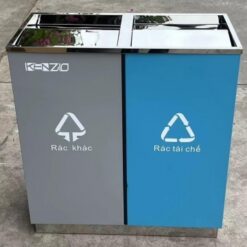 Thùng rác phân loại 2 ngăn inox