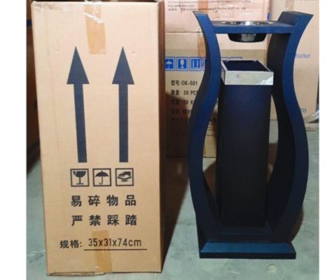 Thùng rác gạt tàn kiểu bình hoa màu đen 30x30x70cm 3 0935 036 288 7