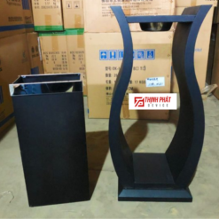 Thùng rác gạt tàn kiểu bình hoa màu đen 30x30x70cm 2 0935 036 288 9