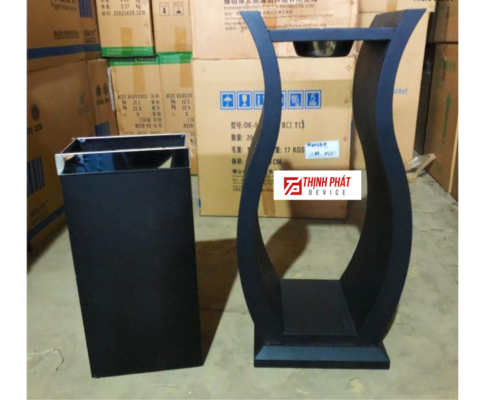 Thùng rác gạt tàn kiểu bình hoa màu đen 30x30x70cm 4 0935 036 288 9